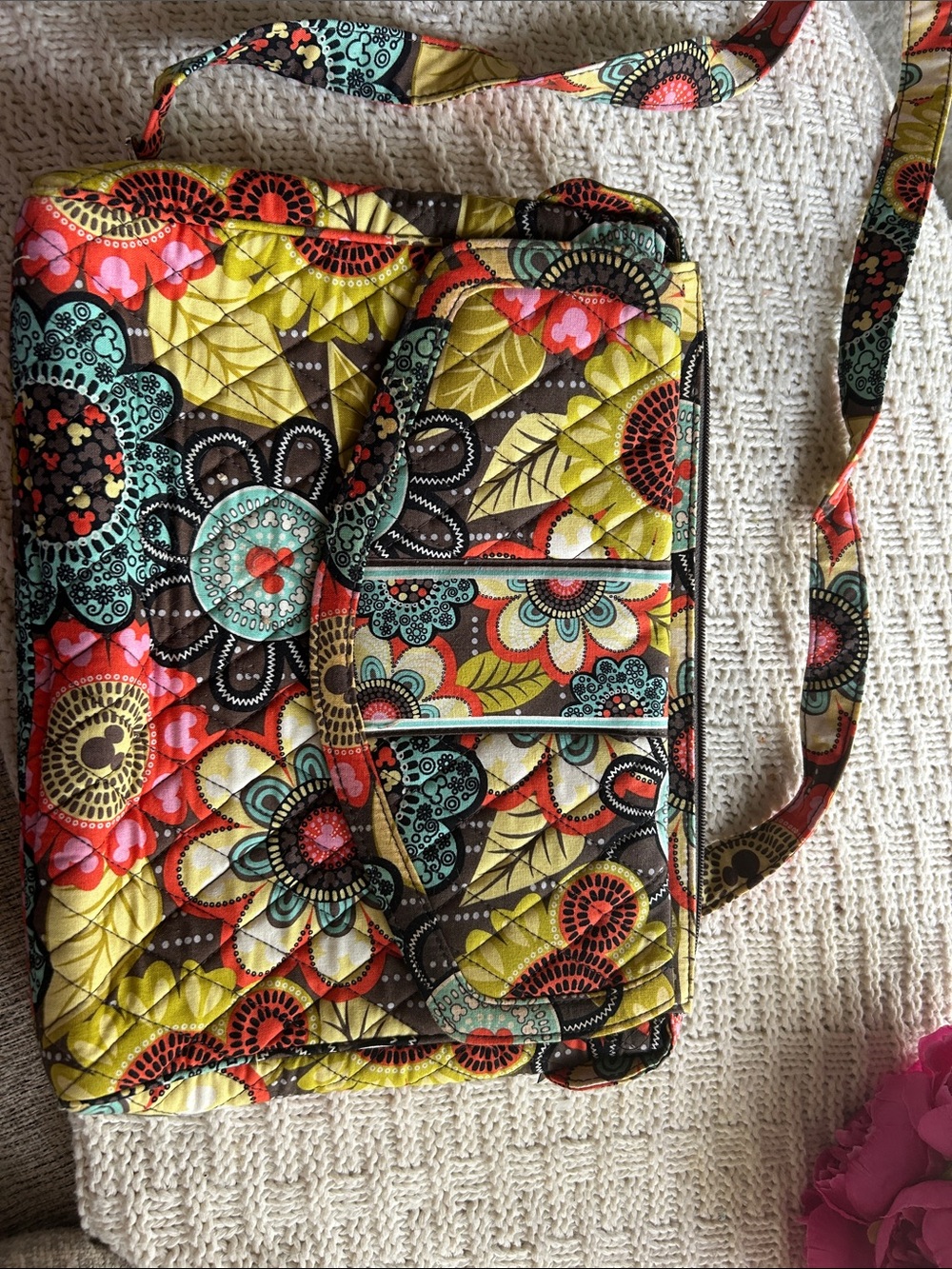 Disney Vera Bradley Floral Quilted Crossbody Bag in Yellow Multi